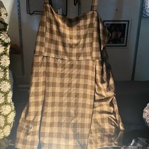 Brown checkered overall skort 3x
